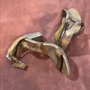 Sundance Braided Leather Sandals - Brown and Tan